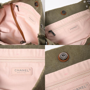 極美品 CHANEL シャネル クルーズライン LA HABANA ハバナ チェーンワンショルダーバッグ A93674 23番台 スパンコール カーキ 中古 4a008672