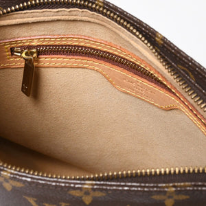 極美品 LOUIS VUITTON ルイヴィトン モノグラム ルーピングMM ワンショルダーバッグ M51146 PVC ヌメ革 ブラウン ゴールド金具 中古 4a008389