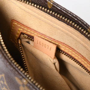 極美品 LOUIS VUITTON ルイヴィトン モノグラム ルーピングMM ワンショルダーバッグ M51146 PVC ヌメ革 ブラウン ゴールド金具 中古 4a008389