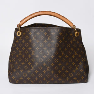 LOUIS VUITTON ルイヴィトン LV アーツィ MM モノグラム Ｍ40249 PVC ヌメ革 ブラウン ゴールド金具 美品 中古 4a008326