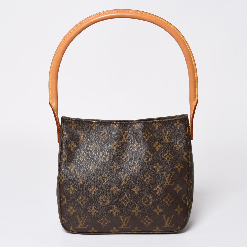 極美品 LOUIS VUITTON ルイヴィトン モノグラム ルーピングMM ワンショルダーバッグ M51146 PVC ヌメ革 ブラウン ゴールド金具 中古 4a008389