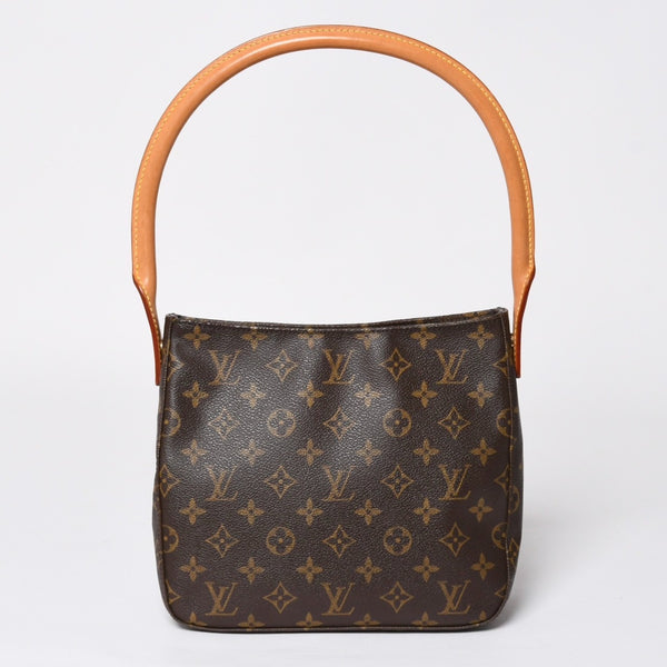 極美品 LOUIS VUITTON ルイヴィトン モノグラム ルーピングMM ワンショルダーバッグ M51146 PVC ヌメ革 ブラウン ゴールド金具 中古 4a008389