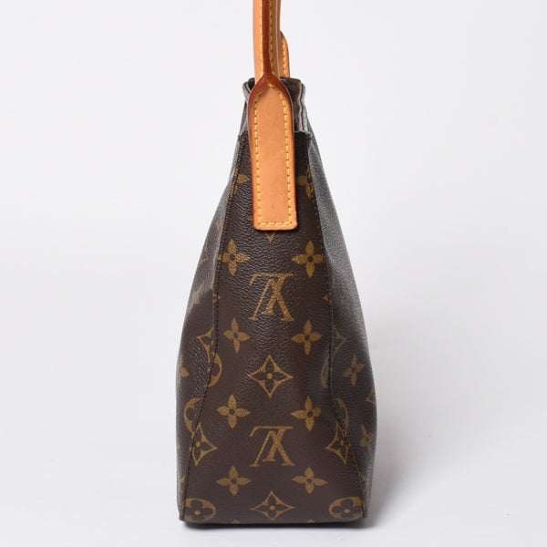 極美品 LOUIS VUITTON ルイヴィトン モノグラム ルーピングMM ワンショルダーバッグ M51146 PVC ヌメ革 ブラウン ゴールド金具 中古 4a008389