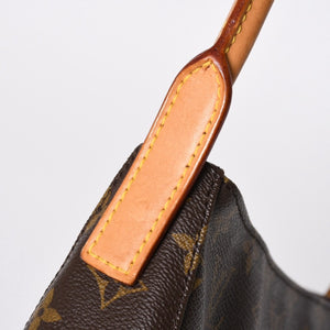 極美品 LOUIS VUITTON ルイヴィトン モノグラム ルーピングMM ワンショルダーバッグ M51146 PVC ヌメ革 ブラウン ゴールド金具 中古 4a008389