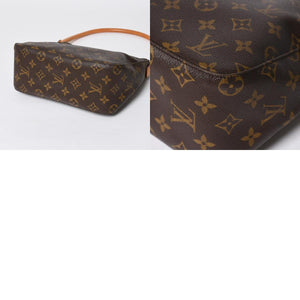 極美品 LOUIS VUITTON ルイヴィトン モノグラム ルーピングMM ワンショルダーバッグ M51146 PVC ヌメ革 ブラウン ゴールド金具 中古 4a008389