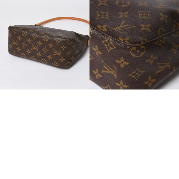 極美品 LOUIS VUITTON ルイヴィトン モノグラム ルーピングMM ワンショルダーバッグ M51146 PVC ヌメ革 ブラウン ゴールド金具 中古 4a008389
