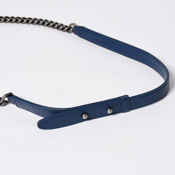 極美品 CHANEL シャネル ボーイシャネル ショルダーバッグ A67086 19番台 デニム ツイード ブルー マルチカラー ブラックメタル金具 中古 4b011847