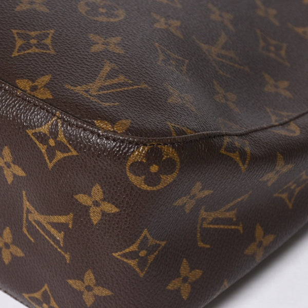 極美品 LOUIS VUITTON ルイヴィトン モノグラム ルーピングMM ワンショルダーバッグ M51146 PVC ヌメ革 ブラウン ゴールド金具 中古 4a008389