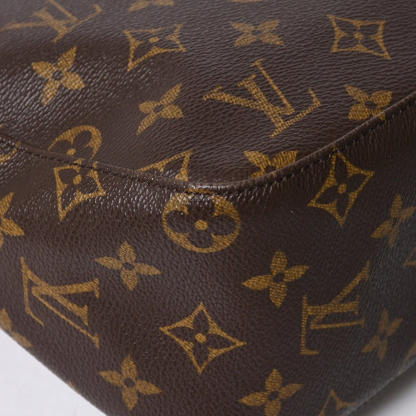 極美品 LOUIS VUITTON ルイヴィトン モノグラム ルーピングMM ワンショルダーバッグ M51146 PVC ヌメ革 ブラウン ゴールド金具 中古 4a008389