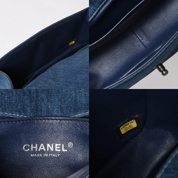 極美品 CHANEL シャネル ボーイシャネル ショルダーバッグ A67086 19番台 デニム ツイード ブルー マルチカラー ブラックメタル金具 中古 4b011847