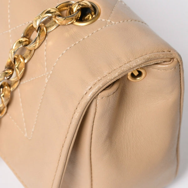 極美品 CHANEL シャネル Sフラップ Sチェーンショルダーバッグ 1番台 ココマーク ラムスキン ベージュ ゴールド金具 中古 4a008860