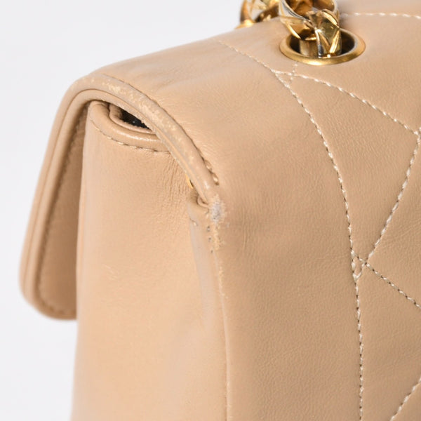 極美品 CHANEL シャネル Sフラップ Sチェーンショルダーバッグ 1番台 ココマーク ラムスキン ベージュ ゴールド金具 中古 4a008860
