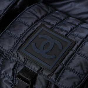 CHANEL シャネル スポーツライン ワンショルダーバッグ 9番台 ココマーク チョコバー ナイロン ネイビー シルバー金具 美品 中古 4a008395