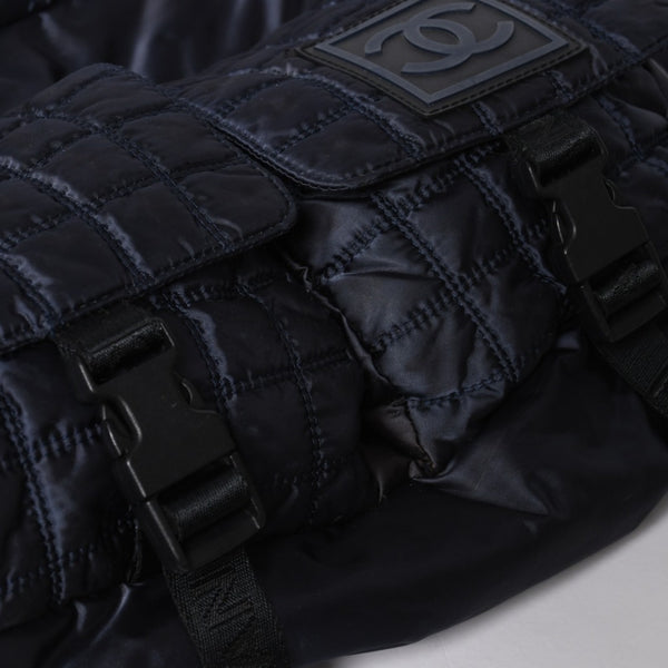 CHANEL シャネル スポーツライン ワンショルダーバッグ 9番台 ココマーク チョコバー ナイロン ネイビー シルバー金具 美品 中古 4a008395