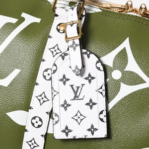 極美品 LOUIS VUITTON ルイヴィトン キーポル バンドリエール50 モノグラムジャイアント M44590 カーキ ホワイト ゴールド金具 中古 4a008898