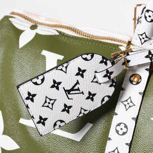 極美品 LOUIS VUITTON ルイヴィトン キーポル バンドリエール50 モノグラムジャイアント M44590 カーキ ホワイト ゴールド金具 中古 4a008898