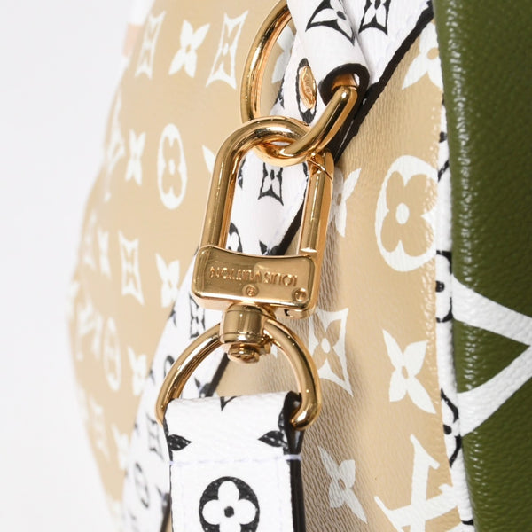 極美品 LOUIS VUITTON ルイヴィトン キーポル バンドリエール50 モノグラムジャイアント M44590 カーキ ホワイト ゴールド金具 中古 4a008898