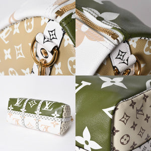 極美品 LOUIS VUITTON ルイヴィトン キーポル バンドリエール50 モノグラムジャイアント M44590 カーキ ホワイト ゴールド金具 中古 4a008898