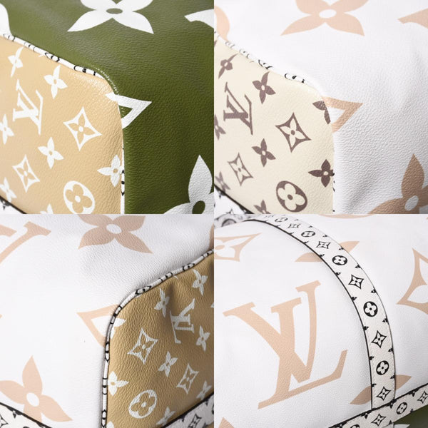 極美品 LOUIS VUITTON ルイヴィトン キーポル バンドリエール50 モノグラムジャイアント M44590 カーキ ホワイト ゴールド金具 中古 4a008898