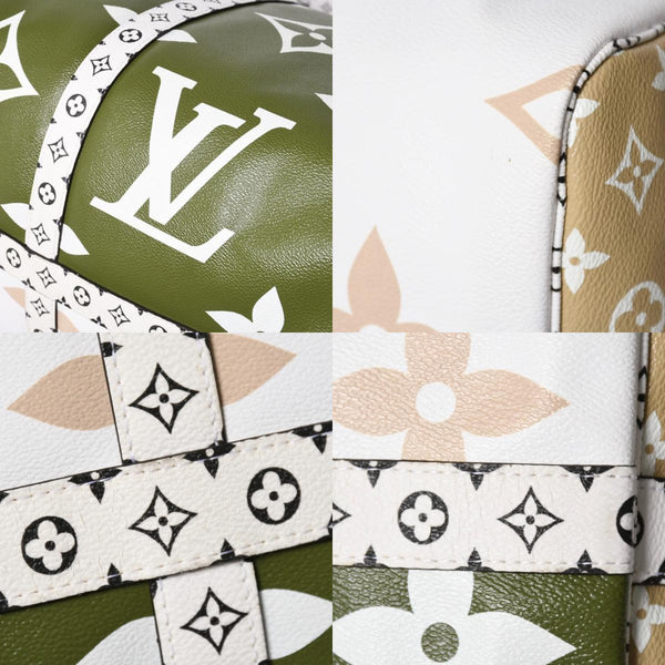 極美品 LOUIS VUITTON ルイヴィトン キーポル バンドリエール50 モノグラムジャイアント M44590 カーキ ホワイト ゴールド金具 中古 4a008898