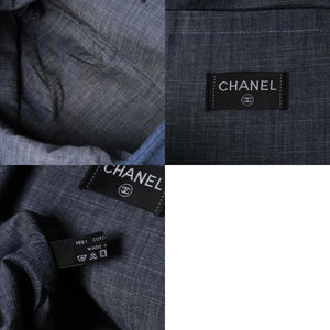 新品同様品 CHANEL シャネル ココビーチ ココマーク トートバッグ ハンドバッグ ネイビー ピンク パイル生地 中古 4a008688