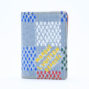 極美品 LOUIS VUITTON ルイヴィトン カードケース 2つ折り N00164 インディゴブルー イエロー ブルー オーガナイザードゥポッシュ 中古 4a008383