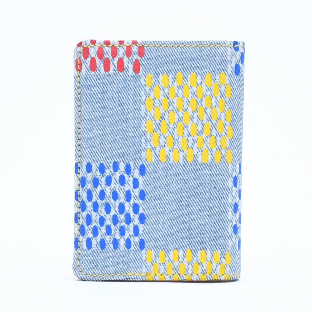 極美品 LOUIS VUITTON ルイヴィトン カードケース 2つ折り N00164 インディゴブルー イエロー ブルー オーガナイザードゥポッシュ 中古 4a008383