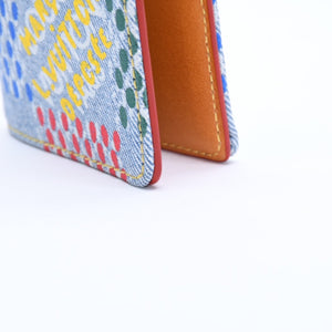 極美品 LOUIS VUITTON ルイヴィトン カードケース 2つ折り N00164 インディゴブルー イエロー ブルー オーガナイザードゥポッシュ 中古 4a008383