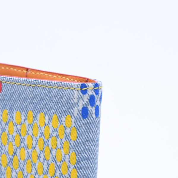極美品 LOUIS VUITTON ルイヴィトン カードケース 2つ折り N00164 インディゴブルー イエロー ブルー オーガナイザードゥポッシュ 中古 4a008383