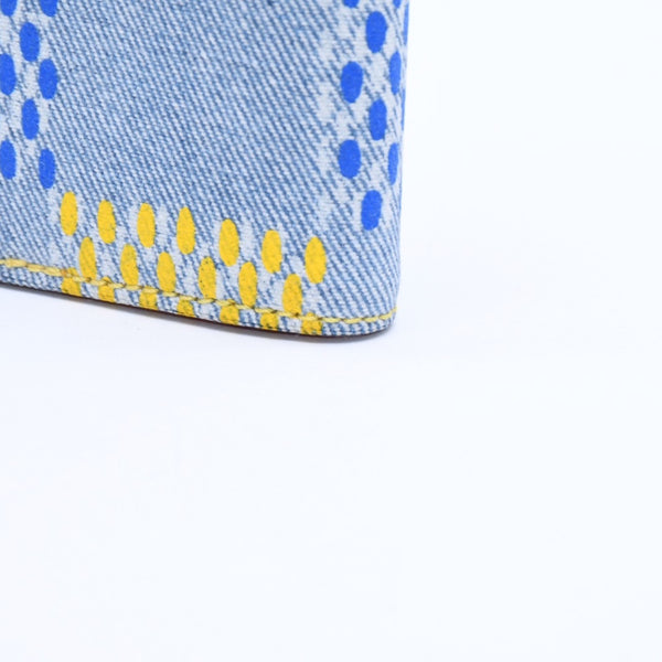 極美品 LOUIS VUITTON ルイヴィトン カードケース 2つ折り N00164 インディゴブルー イエロー ブルー オーガナイザードゥポッシュ 中古 4a008383