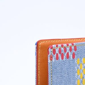 極美品 LOUIS VUITTON ルイヴィトン カードケース 2つ折り N00164 インディゴブルー イエロー ブルー オーガナイザードゥポッシュ 中古 4a008383
