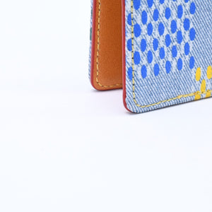 極美品 LOUIS VUITTON ルイヴィトン カードケース 2つ折り N00164 インディゴブルー イエロー ブルー オーガナイザードゥポッシュ 中古 4a008383