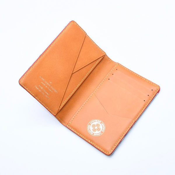 極美品 LOUIS VUITTON ルイヴィトン カードケース 2つ折り N00164 インディゴブルー イエロー ブルー オーガナイザードゥポッシュ 中古 4a008383
