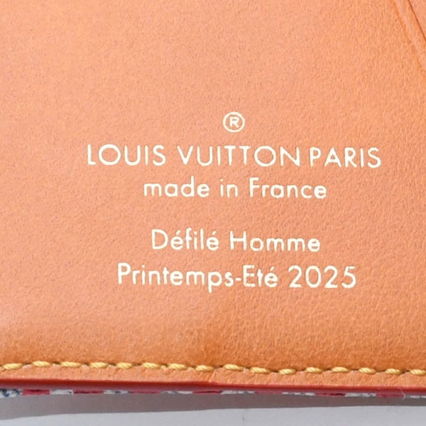 極美品 LOUIS VUITTON ルイヴィトン カードケース 2つ折り N00164 インディゴブルー イエロー ブルー オーガナイザードゥポッシュ 中古 4a008383