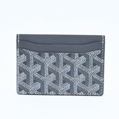 極美品 GOYARD ゴヤール サンシュルピス ヘリンボーン カードケース STSULPPMLTY51CL51X グレー PVC レザー 中古 4a008561