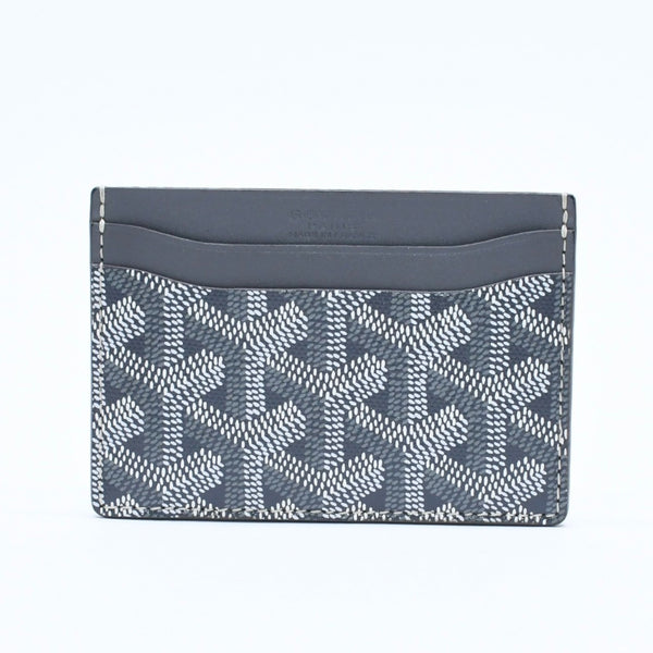極美品 GOYARD ゴヤール サンシュルピス ヘリンボーン カードケース STSULPPMLTY51CL51X グレー PVC レザー 中古 4a008561