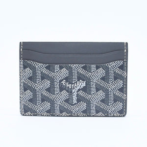 極美品 GOYARD ゴヤール サンシュルピス ヘリンボーン カードケース STSULPPMLTY51CL51X グレー PVC レザー 中古 4a008561