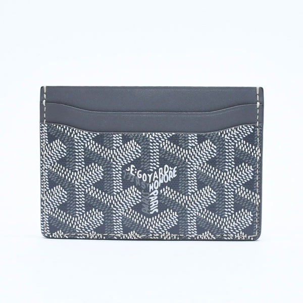 極美品 GOYARD ゴヤール サンシュルピス ヘリンボーン カードケース STSULPPMLTY51CL51X グレー PVC レザー 中古 4a008561