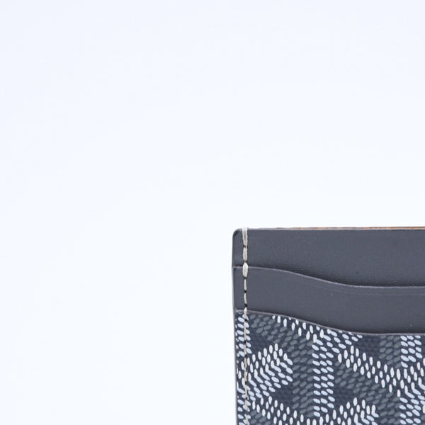 極美品 GOYARD ゴヤール サンシュルピス ヘリンボーン カードケース STSULPPMLTY51CL51X グレー PVC レザー 中古 4a008561