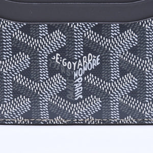極美品 GOYARD ゴヤール サンシュルピス ヘリンボーン カードケース STSULPPMLTY51CL51X グレー PVC レザー 中古 4a008561