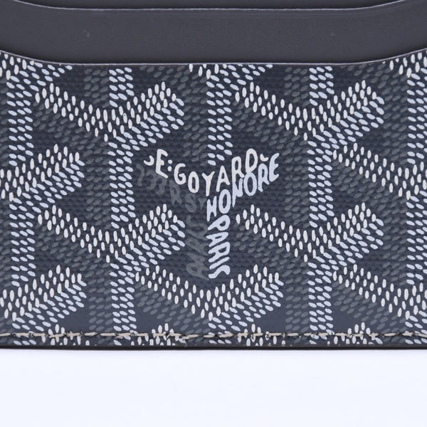 極美品 GOYARD ゴヤール サンシュルピス ヘリンボーン カードケース STSULPPMLTY51CL51X グレー PVC レザー 中古 4a008561