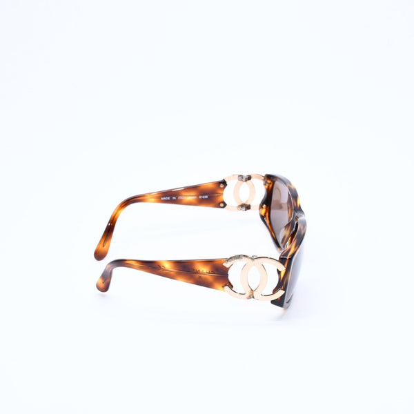 CHANEL シャネル サングラス ココマーク BR 02461 91235 イタリア製 アセテート メタル ブラウン ゴールド金具 美品 中古 4a008452