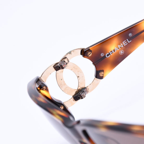 CHANEL シャネル サングラス ココマーク BR 02461 91235 イタリア製 アセテート メタル ブラウン ゴールド金具 美品 中古 4a008452