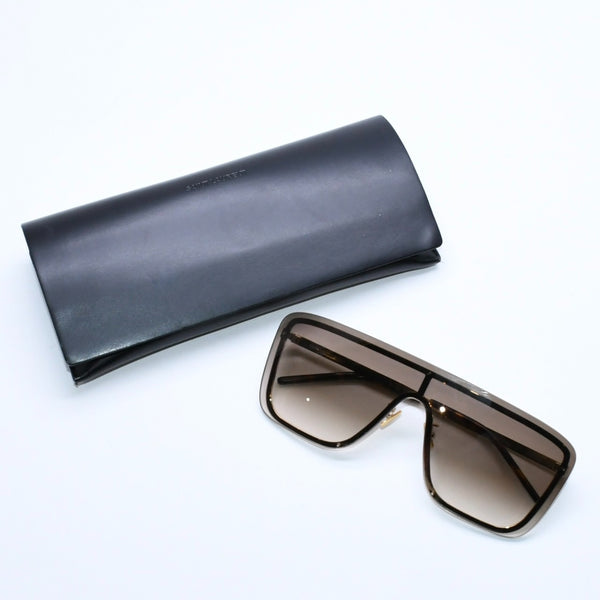極美品 SAINT LAURENT サンローラン サングラス アイウェア ティアドロップ SL364 MASK 006 サイズ99◻︎01 140 ブラウン 中古 4a008438