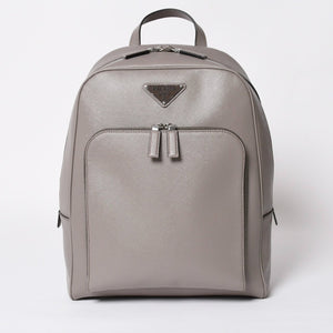 極美品 PRADA プラダ リュック リュックサック バッグ グレー グレージュ シルバー金具 2VZ102 中古 4a008399
