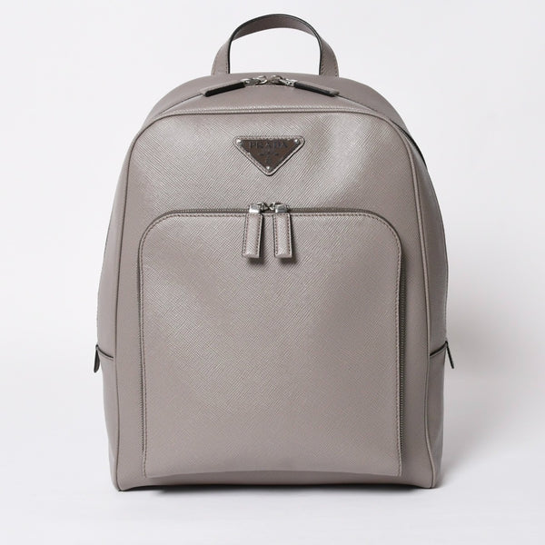 極美品 PRADA プラダ リュック リュックサック バッグ グレー グレージュ シルバー金具 2VZ102 中古 4a008399