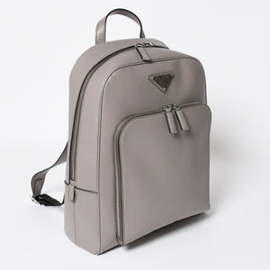 極美品 PRADA プラダ リュック リュックサック バッグ グレー グレージュ シルバー金具 2VZ102 中古 4a008399