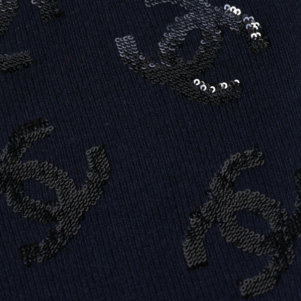 新品未使用 CHANEL シャネル タンクトップ P75627K10886 サイズ50 ココマーク スパンコール ボルドー ネイビー メンズ 中古 4a008658