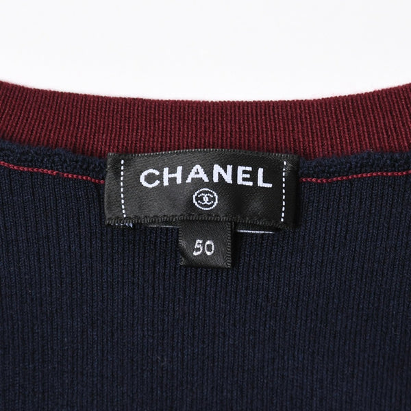 新品未使用 CHANEL シャネル タンクトップ P75627K10886 サイズ50 ココマーク スパンコール ボルドー ネイビー メンズ 中古 4a008658