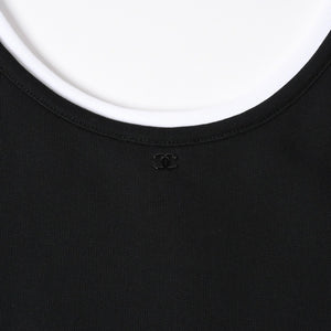 極美品 CHANEL シャネル タンクトップ ノースリーブ P70680V62077 サイズ50 ココマーク ブラック オレンジ ホワイト メンズ 中古 4a008645